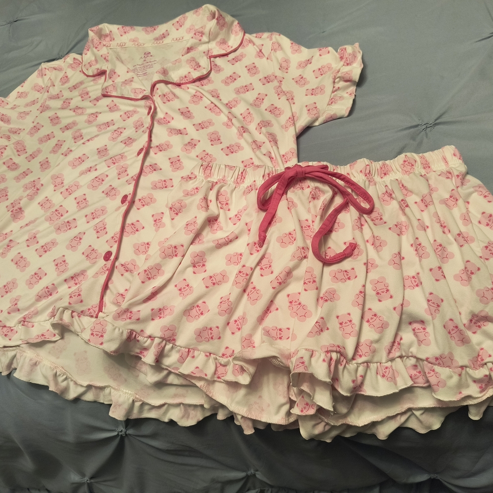Sugar Pink and White Pajama Set
